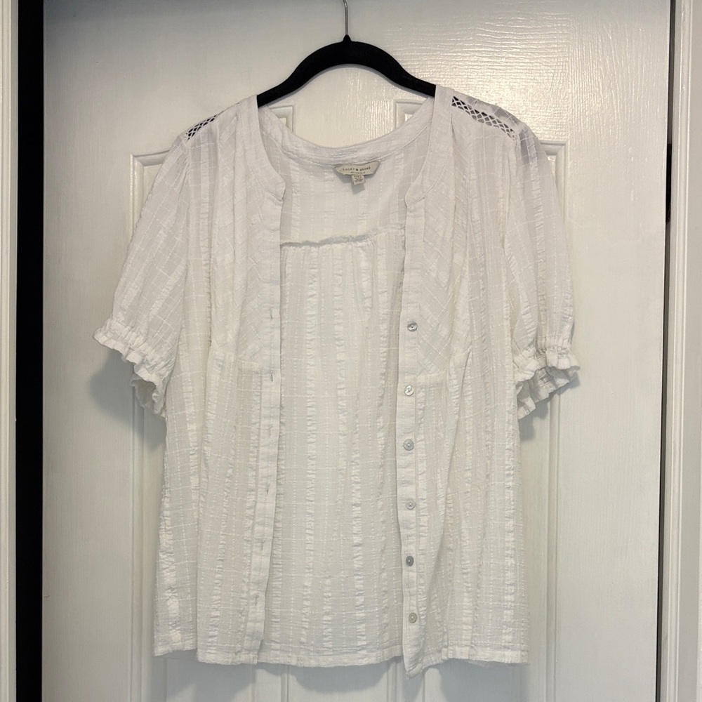 Lucky Brand Textured White Button-Down Shirt